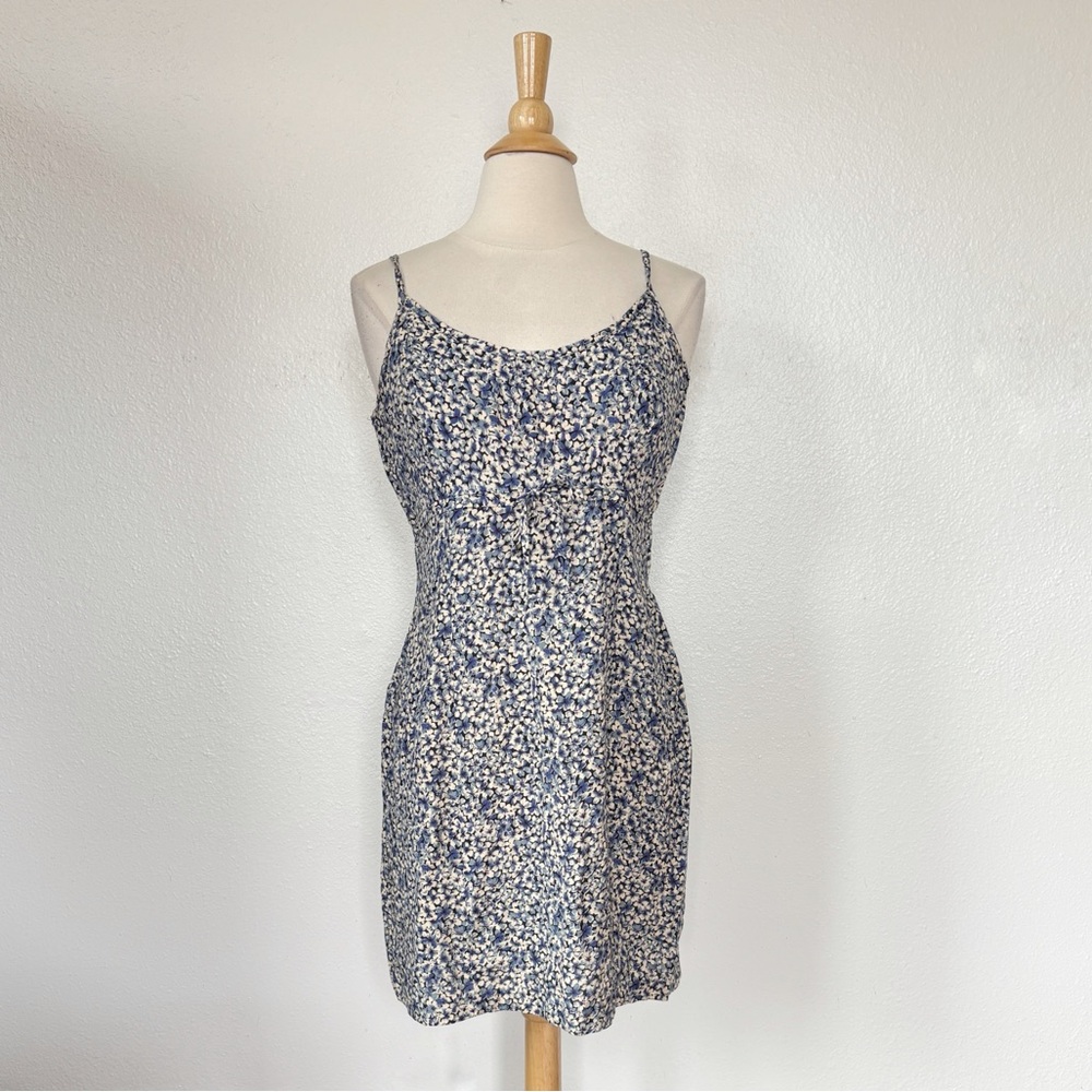 Vintage 90s Blue Floral Babydoll Dress